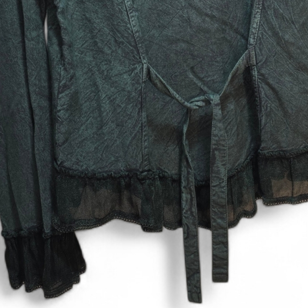 Velvet Embroidered Button-Up Top - Picture 11 of 11
